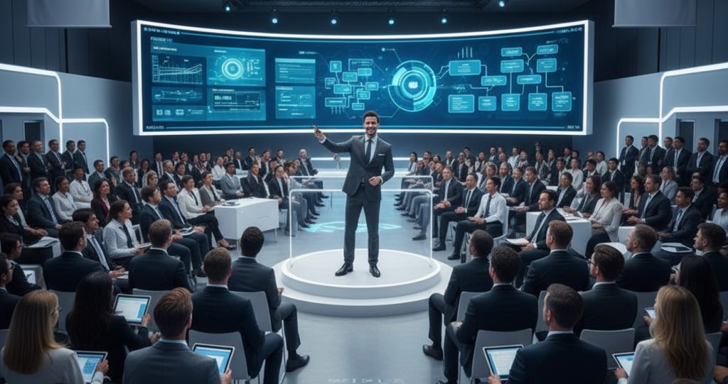 Поезд проводит System Demo: показ интегрированной функциональности на панели управления перед заинтересованными сторонами и другими членами Поезда